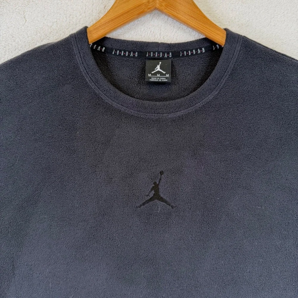 Vintage 2000s Jordan Fleece Shirt Mens M Black Tonal Jumpman 244143-655 Y2K-RARE